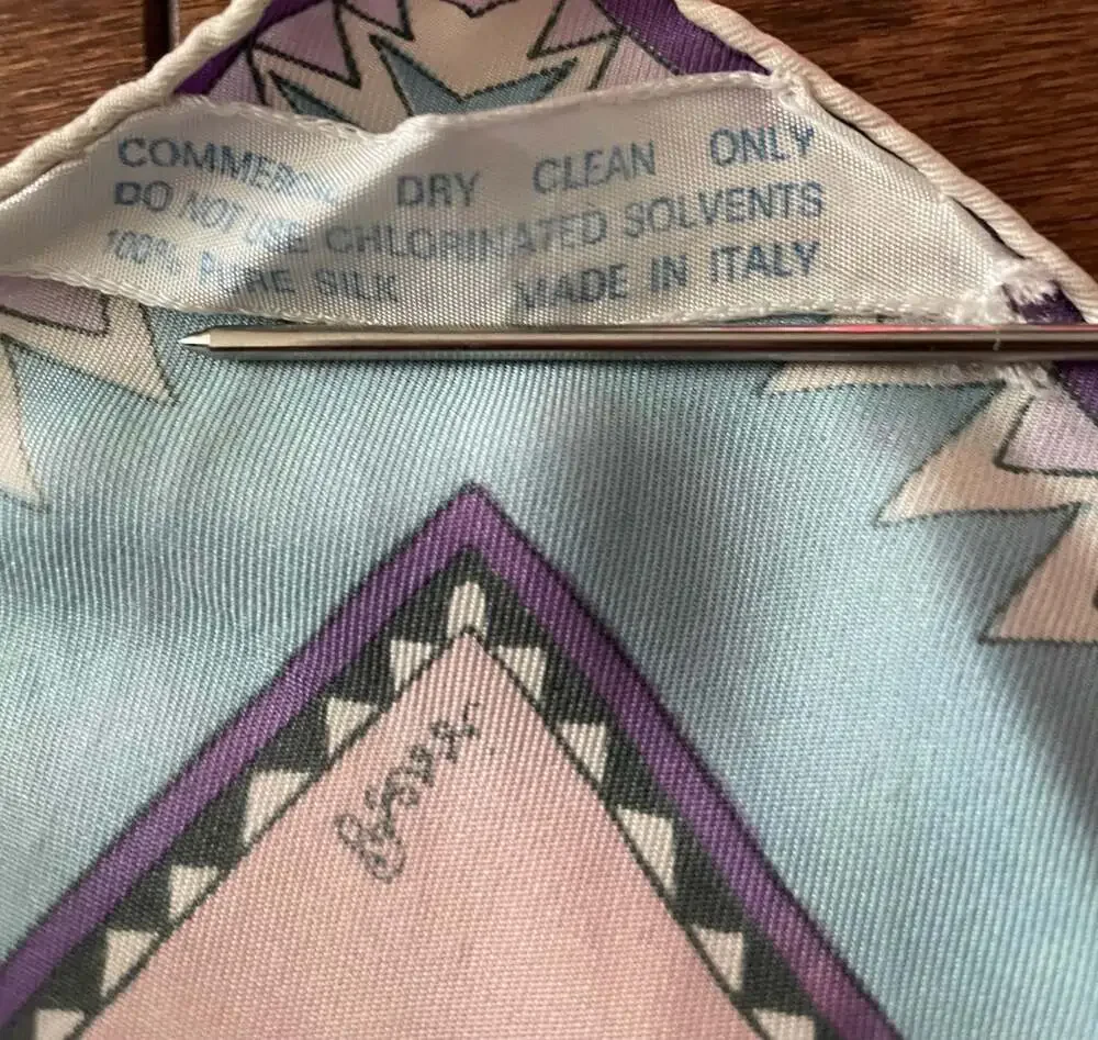 Vintage Bessi Italy Silk Floral Scarf Pink Blue 34” Square Made in Italy